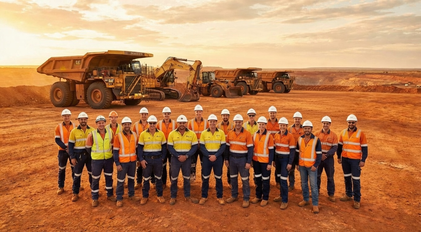 Happy mine site workers